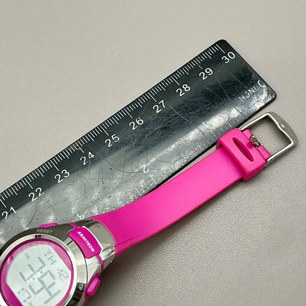 Armitron Watch Womens Pro Sport Digital Pink Resin 27mm Water Resistant Day Date